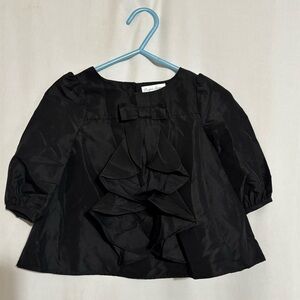 Ralph Lauren Girl’s Black Ruffle Bow Long Sleeve Loose Top Size 6M